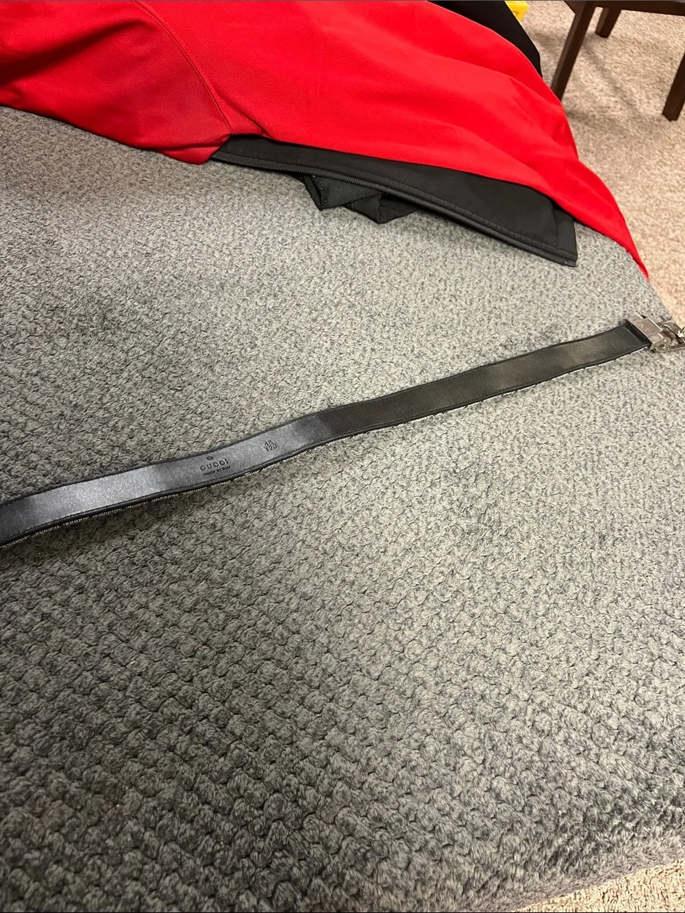 Gucci Black and Grey GG Monogram Buckle Belt